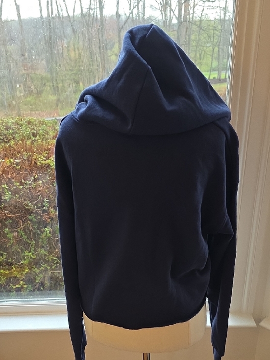 Von Dutch Cropped Navy Hoodie with Pink Script Logo - Picture 4 of 8